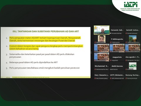 WEBINAR PRA-KONGRES X IATPI “USULAN PERUBAHAN AD/ART IATPI TAHUN 2023-2027”